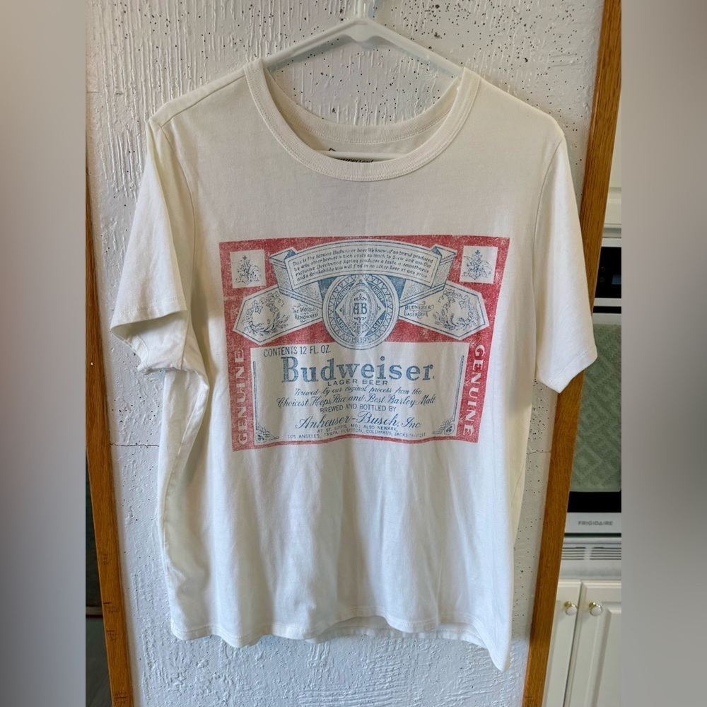 Budweiser White and Red Short Sleeve Tee